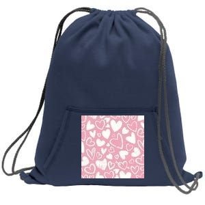 Valentines Day Cute Chalk Hearts Sweatshirt Cinch Pack Bag