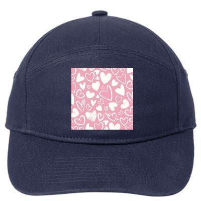 Valentines Day Cute Chalk Hearts 7-Panel Snapback Hat