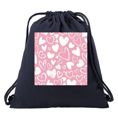 Valentines Day Cute Chalk Hearts Drawstring Bag