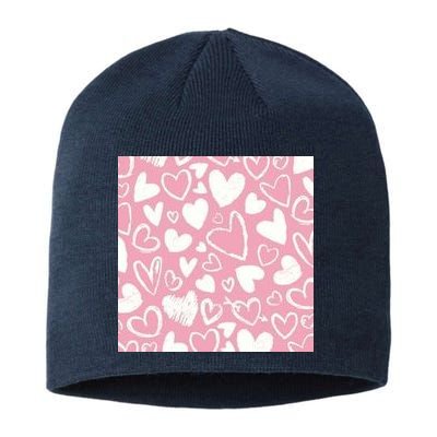 Valentines Day Cute Chalk Hearts Sustainable Beanie