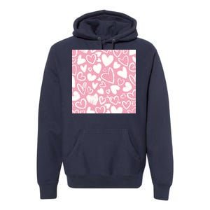 Valentines Day Cute Chalk Hearts Premium Hoodie