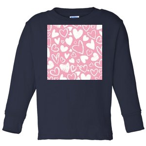 Valentines Day Cute Chalk Hearts Toddler Long Sleeve Shirt