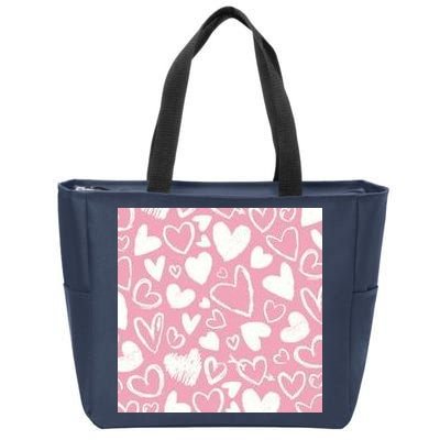 Valentines Day Cute Chalk Hearts Zip Tote Bag