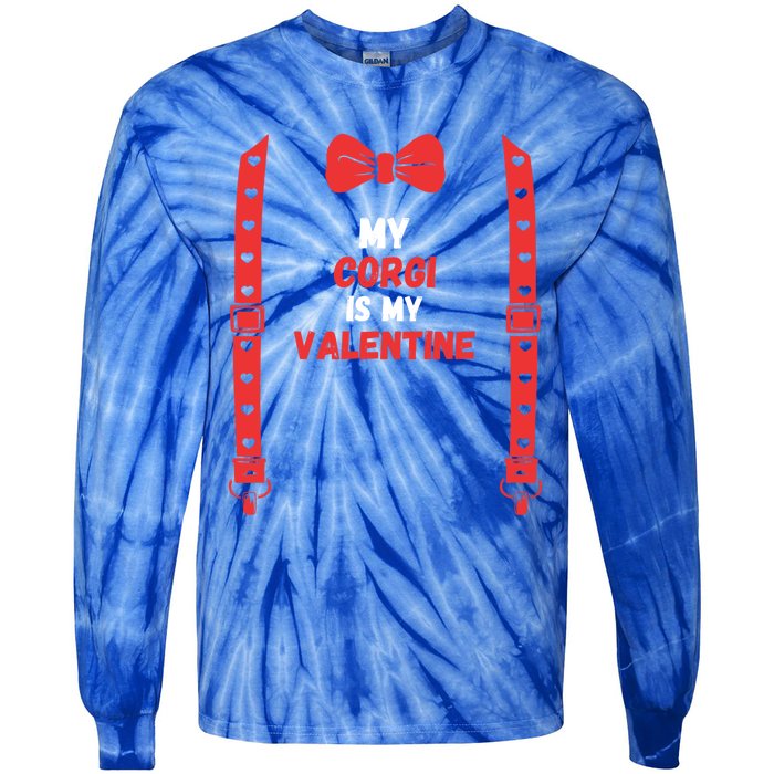 Valentines Day Custome My Corgi Is My Valentine Dog For Him Gift Tie-Dye Long Sleeve Shirt