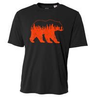 Vintage Downtown Chicago City Skyline Walking Bear Novelty Cooling Performance Crew T-Shirt