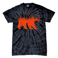 Vintage Downtown Chicago City Skyline Walking Bear Novelty Tie-Dye T-Shirt