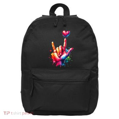 Valentines Day Colorful Asl I Love You Heart 16 in Basic Backpack