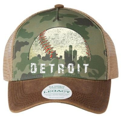 Vintage Detroit Cityscape Baseball Lover Men Women Kids Legacy Tie Dye Trucker Hat