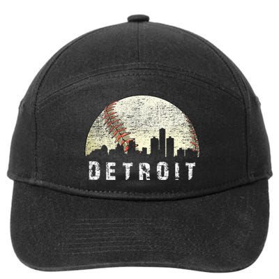 Vintage Detroit Cityscape Baseball Lover Men Women Kids 7-Panel Snapback Hat