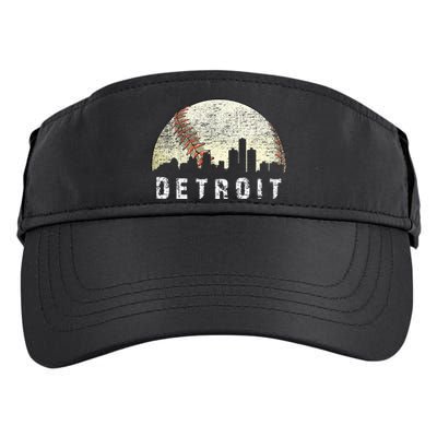 Vintage Detroit Cityscape Baseball Lover Men Women Kids Adult Drive Performance Visor