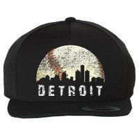 Vintage Detroit Cityscape Baseball Lover Men Women Kids Wool Snapback Cap