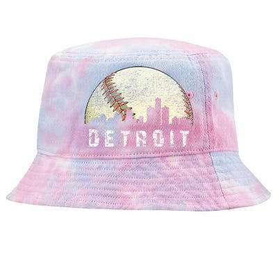 Vintage Detroit Cityscape Baseball Lover Men Women Kids Tie-Dyed Bucket Hat