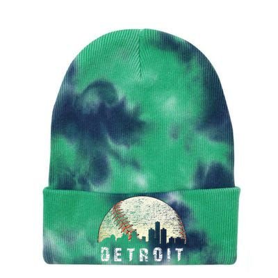 Vintage Detroit Cityscape Baseball Lover Men Women Kids Tie Dye 12in Knit Beanie