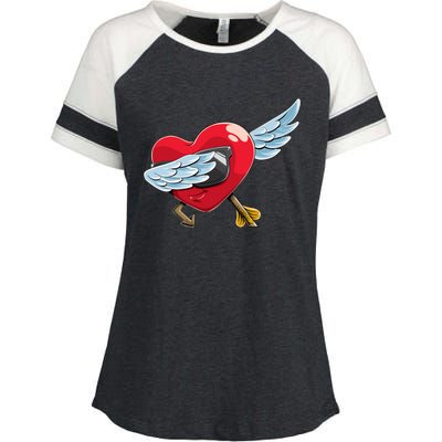 Valentines Day Cool Dabbing Red Heart Gift Enza Ladies Jersey Colorblock Tee