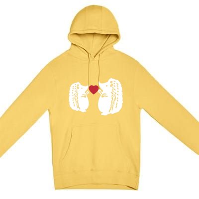 Valentines Day Costume Hedgehog Heart Love My Valentines Cool Gift Premium Pullover Hoodie