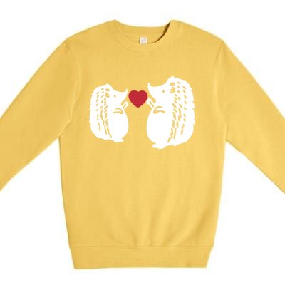 Valentines Day Costume Hedgehog Heart Love My Valentines Cool Gift Premium Crewneck Sweatshirt