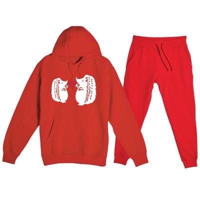 Valentines Day Costume Hedgehog Heart Love My Valentines Cool Gift Premium Hooded Sweatsuit Set