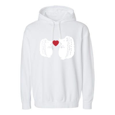 Valentines Day Costume Hedgehog Heart Love My Valentines Cool Gift Garment-Dyed Fleece Hoodie