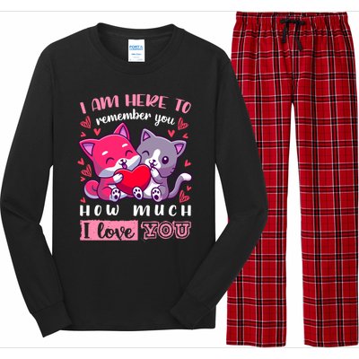 Valentine's Day Couple Pajama Cats With Heart And Saying Meaningful Gift Long Sleeve Pajama Set