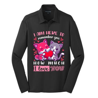 Valentine's Day Couple Pajama Cats With Heart And Saying Meaningful Gift Silk Touch Performance Long Sleeve Polo