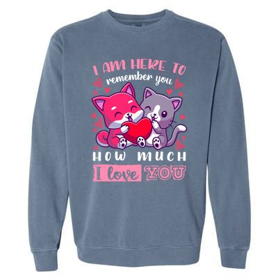 Valentine's Day Couple Pajama Cats With Heart And Saying Meaningful Gift Garment-Dyed Sweatshirt