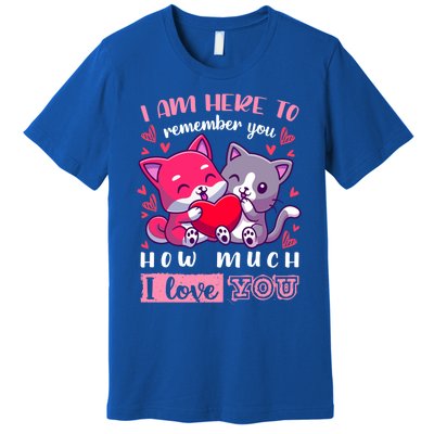 Valentine's Day Couple Pajama Cats With Heart And Saying Meaningful Gift Premium T-Shirt