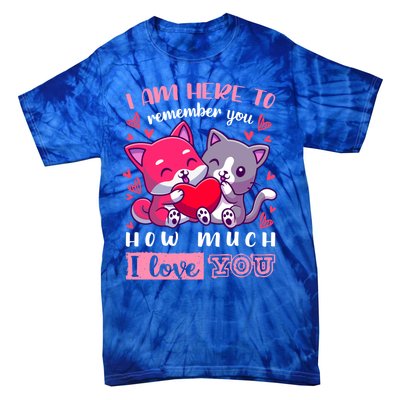 Valentine's Day Couple Pajama Cats With Heart And Saying Meaningful Gift Tie-Dye T-Shirt