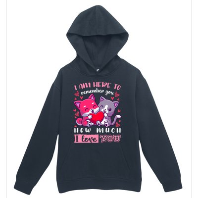 Valentine's Day Couple Pajama Cats With Heart And Saying Meaningful Gift Urban Pullover Hoodie