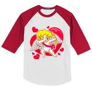 Valentines Day Cupid Dabbing Dance Cute Gift Kids Colorblock Raglan Jersey