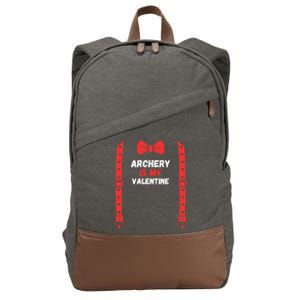 Valentines Day Custome Archery Is My Valentine For Him Funny Gift Cotton Canvas Backpack