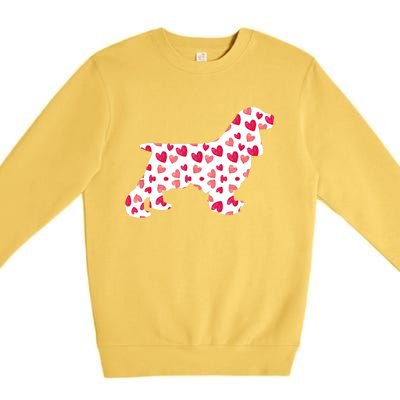 Valentines Day Cocker Spaniel Hearts Puppy Dog Lover Premium Crewneck Sweatshirt