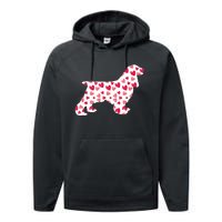 Valentines Day Cocker Spaniel Hearts Puppy Dog Lover Performance Fleece Hoodie