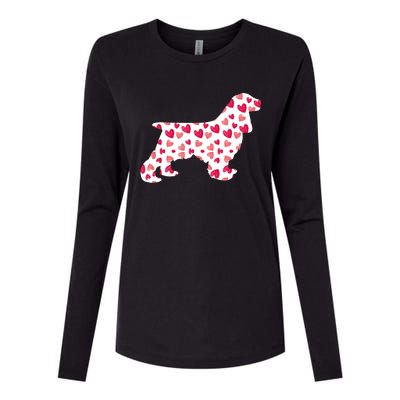 Valentines Day Cocker Spaniel Hearts Puppy Dog Lover Womens Cotton Relaxed Long Sleeve T-Shirt