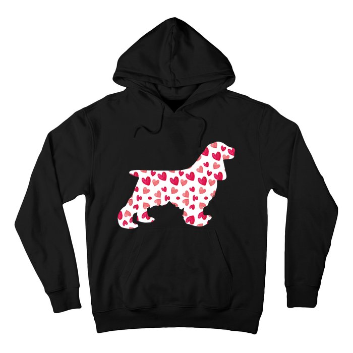 Valentines Day Cocker Spaniel Hearts Puppy Dog Lover Hoodie