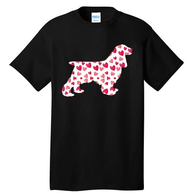 Valentines Day Cocker Spaniel Hearts Puppy Dog Lover Tall T-Shirt