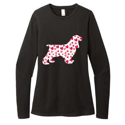 Valentines Day Cocker Spaniel Hearts Puppy Dog Lover Womens CVC Long Sleeve Shirt