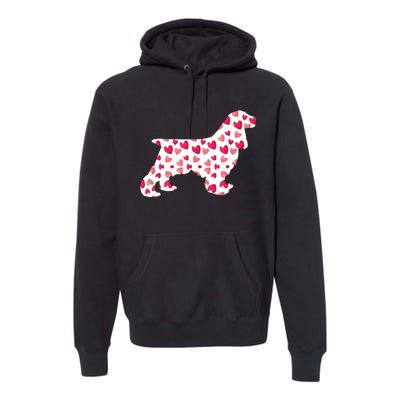 Valentines Day Cocker Spaniel Hearts Puppy Dog Lover Premium Hoodie