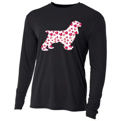 Valentines Day Cocker Spaniel Hearts Puppy Dog Lover Cooling Performance Long Sleeve Crew