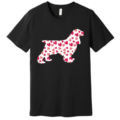 Valentines Day Cocker Spaniel Hearts Puppy Dog Lover Premium T-Shirt