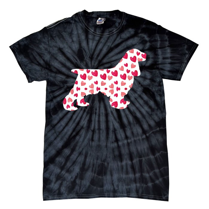 Valentines Day Cocker Spaniel Hearts Puppy Dog Lover Tie-Dye T-Shirt