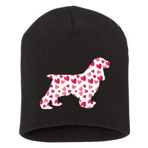 Valentines Day Cocker Spaniel Hearts Puppy Dog Lover Short Acrylic Beanie