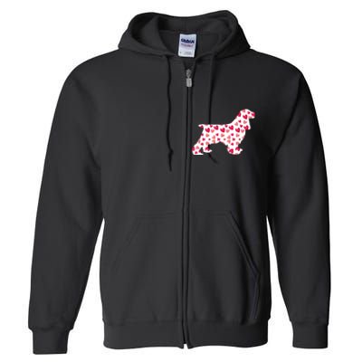 Valentines Day Cocker Spaniel Hearts Puppy Dog Lover Full Zip Hoodie