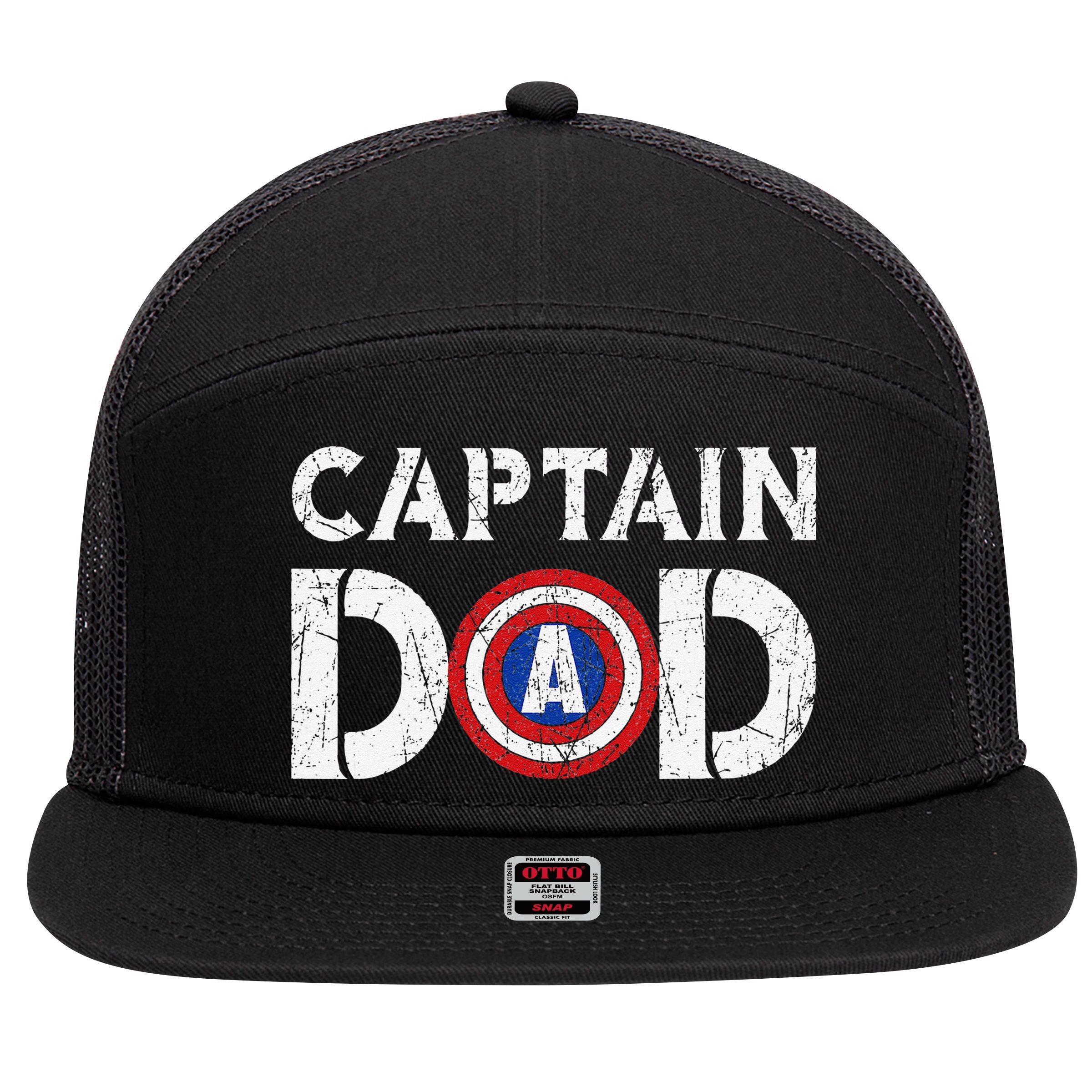 Vintage Dad Captain American Flag Father Day Gift 7 Panel Mesh Trucker Snapback Hat