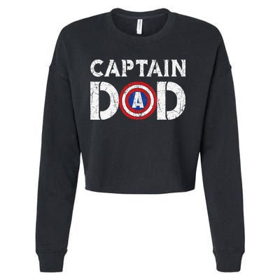 Vintage Dad Captain American Flag Father Day Gift Cropped Pullover Crew