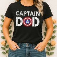 Vintage Dad Captain American Flag Father Day Gift Womens T-Shirt