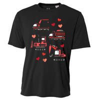 Valentines Day Construction Trucks Funny Cooling Performance Crew T-Shirt