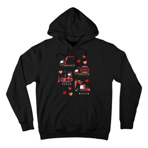 Valentines Day Construction Trucks Funny Hoodie