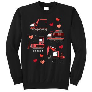 Valentines Day Construction Trucks Funny Sweatshirt