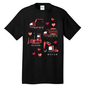 Valentines Day Construction Trucks Funny Tall T-Shirt