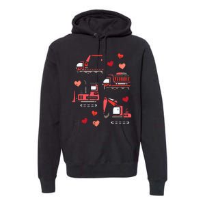 Valentines Day Construction Trucks Funny Premium Hoodie